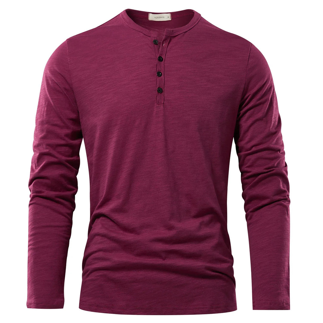 T-shirt à manches longues et col Henley pour hommes