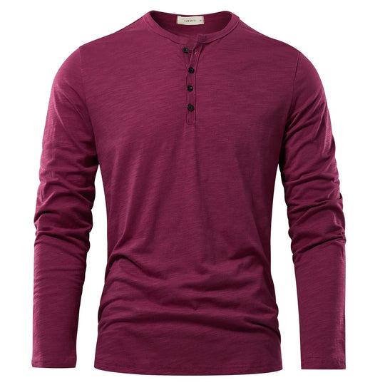 T-shirt à manches longues et col Henley pour hommes