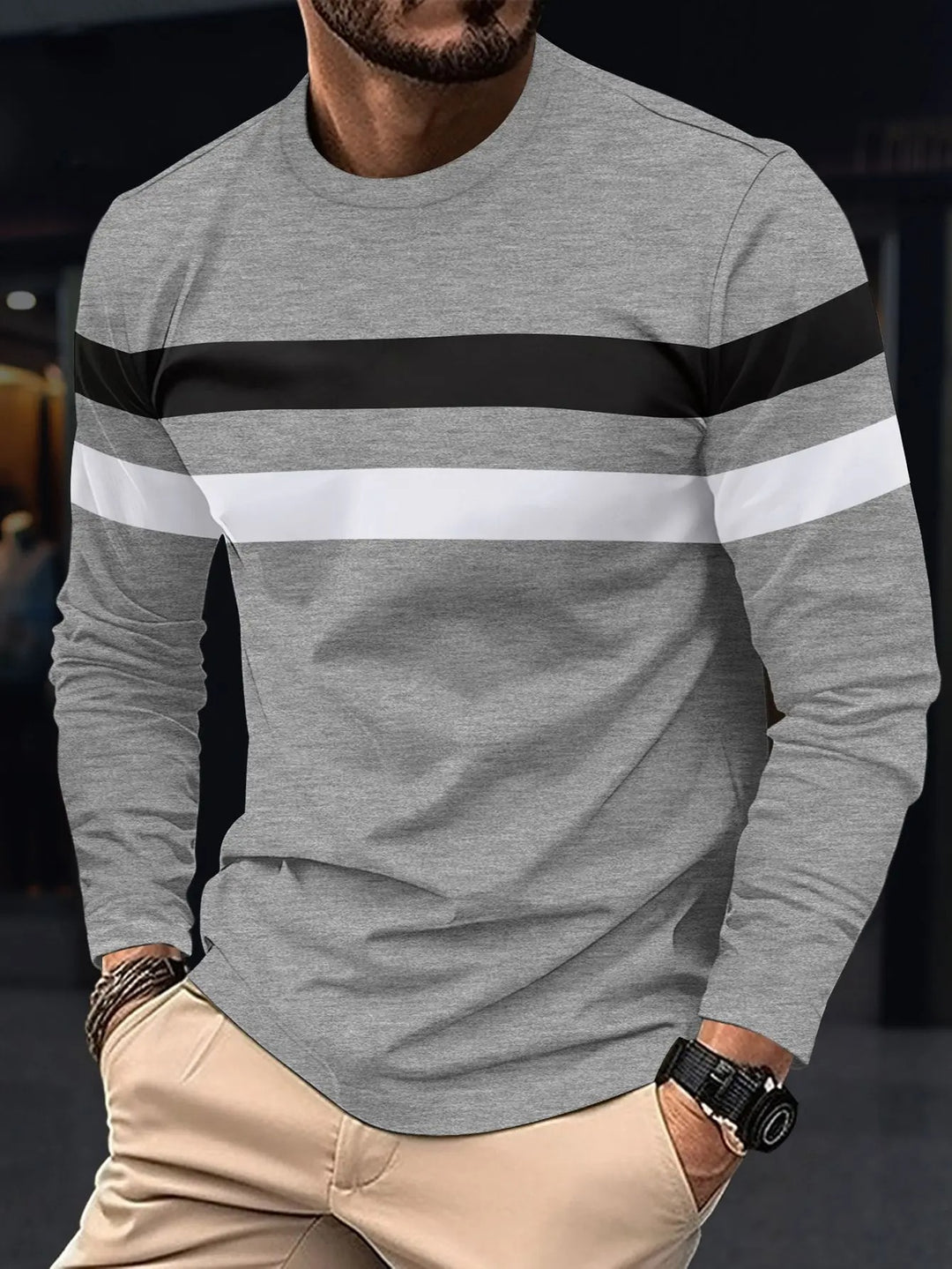 T-shirt à manches longues et empiècements pour homme