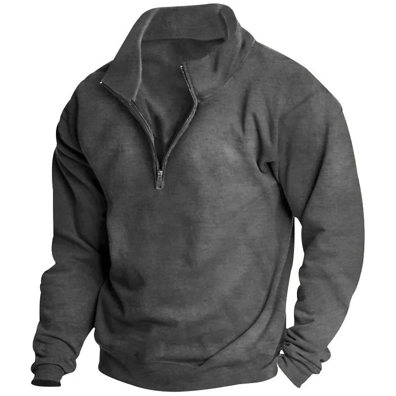 Sweatshirt semi-zippé à col montant pour hommes