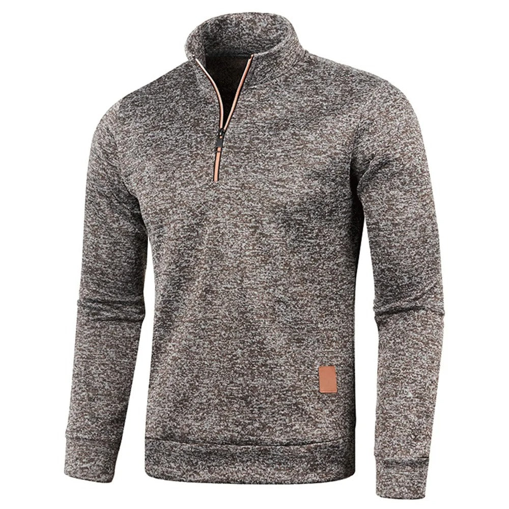 Sweatshirt à col roulé et demi-fermeture à glissière pour hommes