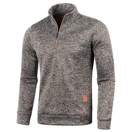 Sweatshirt à col roulé et demi-fermeture à glissière pour hommes