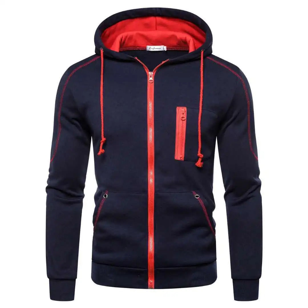 Pull à capuche avec fermeture à glissière pour hommes