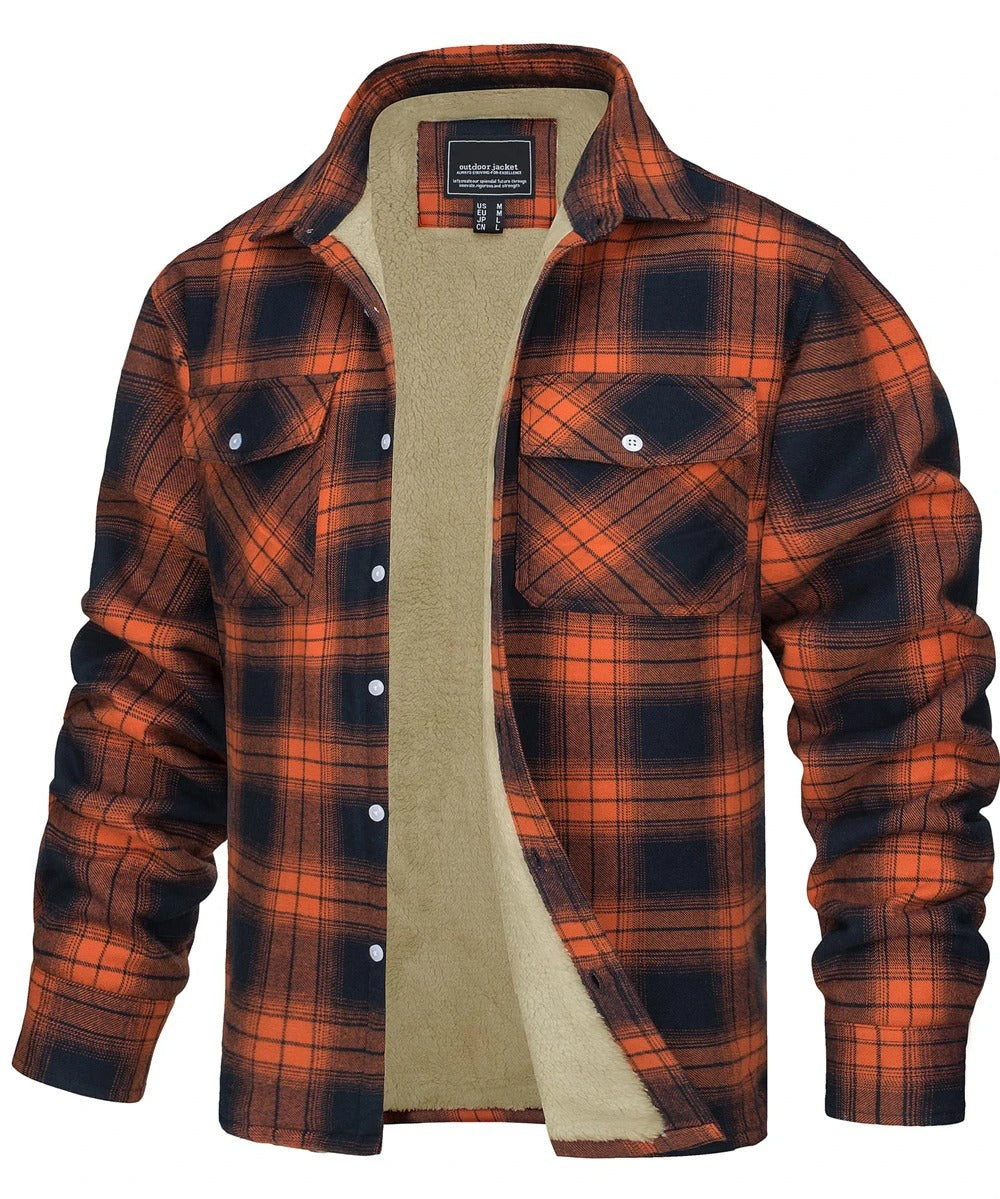 Veste en flanelle de coton à carreaux pour hommes