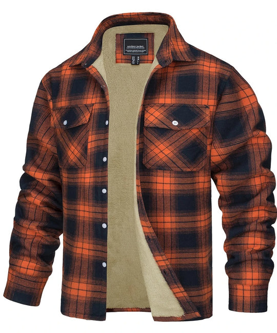 Veste en flanelle de coton à carreaux pour hommes