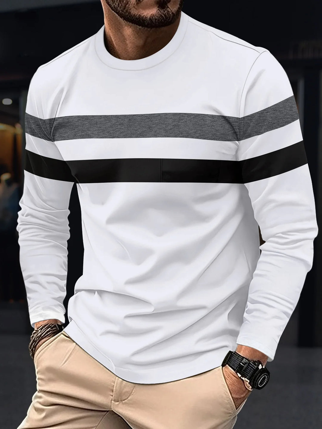 T-shirt à manches longues et empiècements pour homme