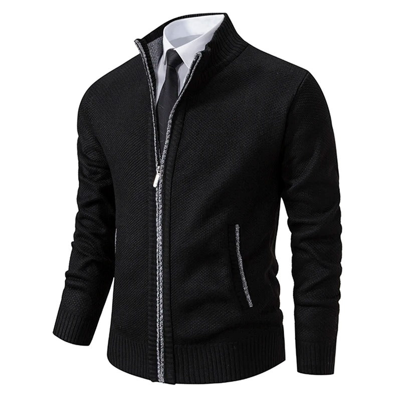Cardigan à fermeture éclair en polaire pour hommes
