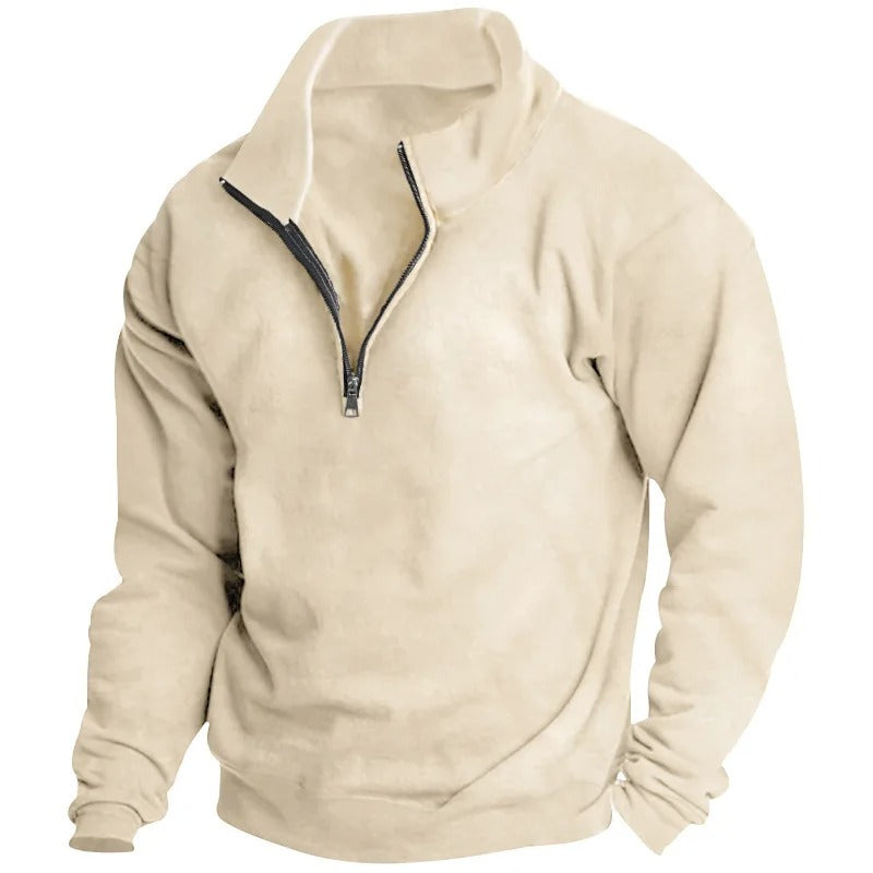 Sweatshirt semi-zippé à col montant pour hommes