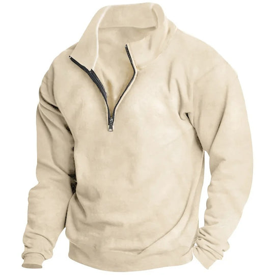 Sweatshirt semi-zippé à col montant pour hommes
