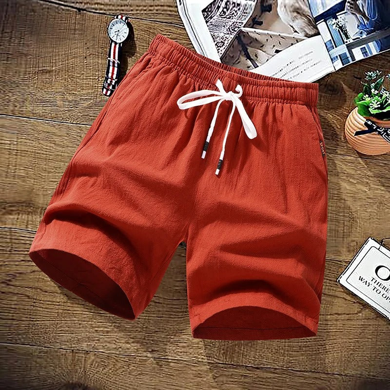 Short de plage en coton et lin pour homme