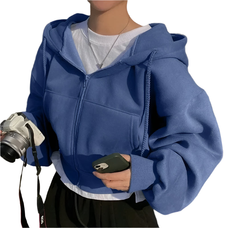 Sweat à capuche court surdimensionné pour femmes