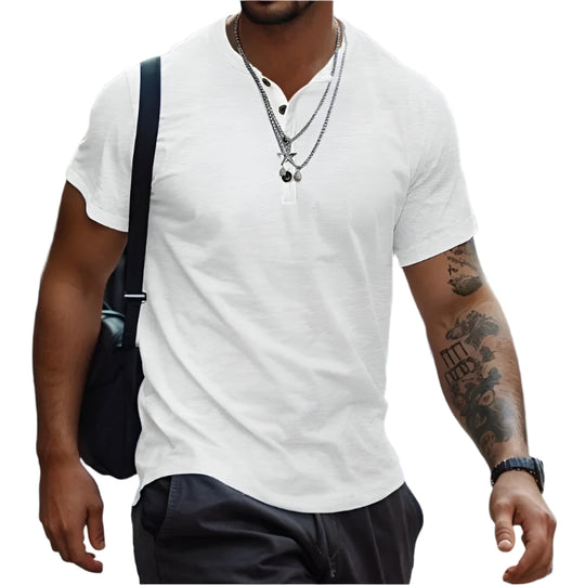 T-shirt uni sans col pour homme
