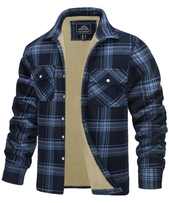 Veste en flanelle de coton à carreaux pour hommes