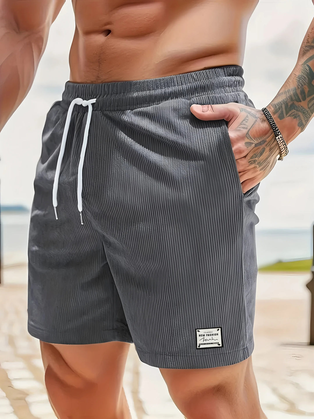 Short décontracté à taille élastique pour homme