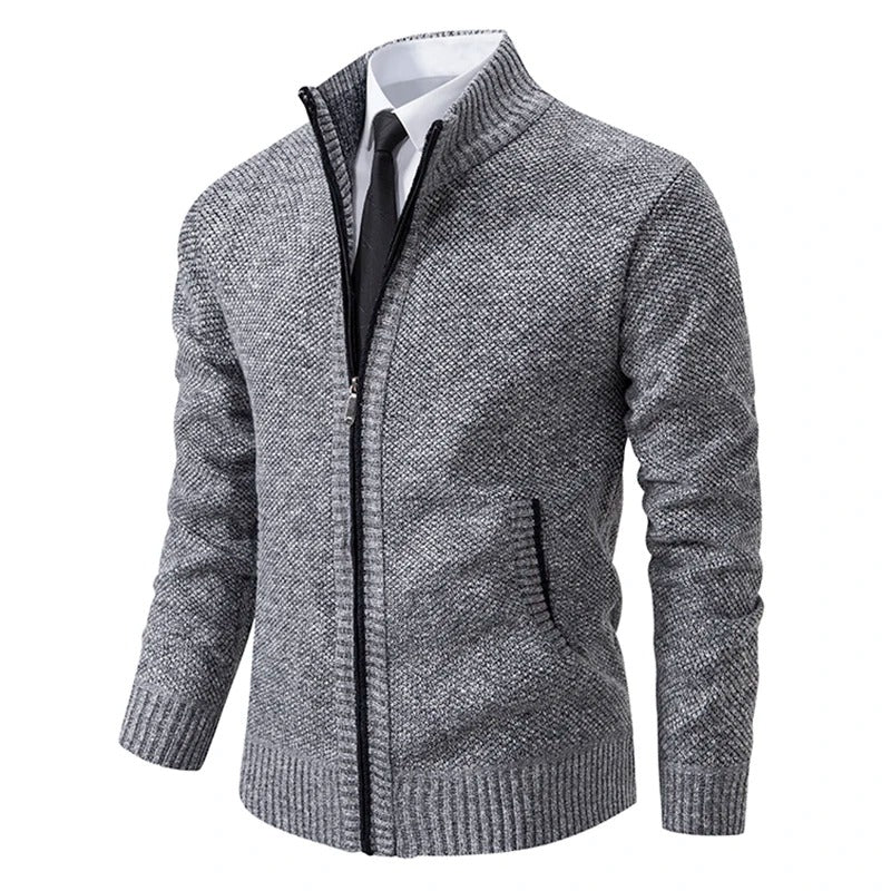 Cardigan à fermeture éclair en polaire pour hommes