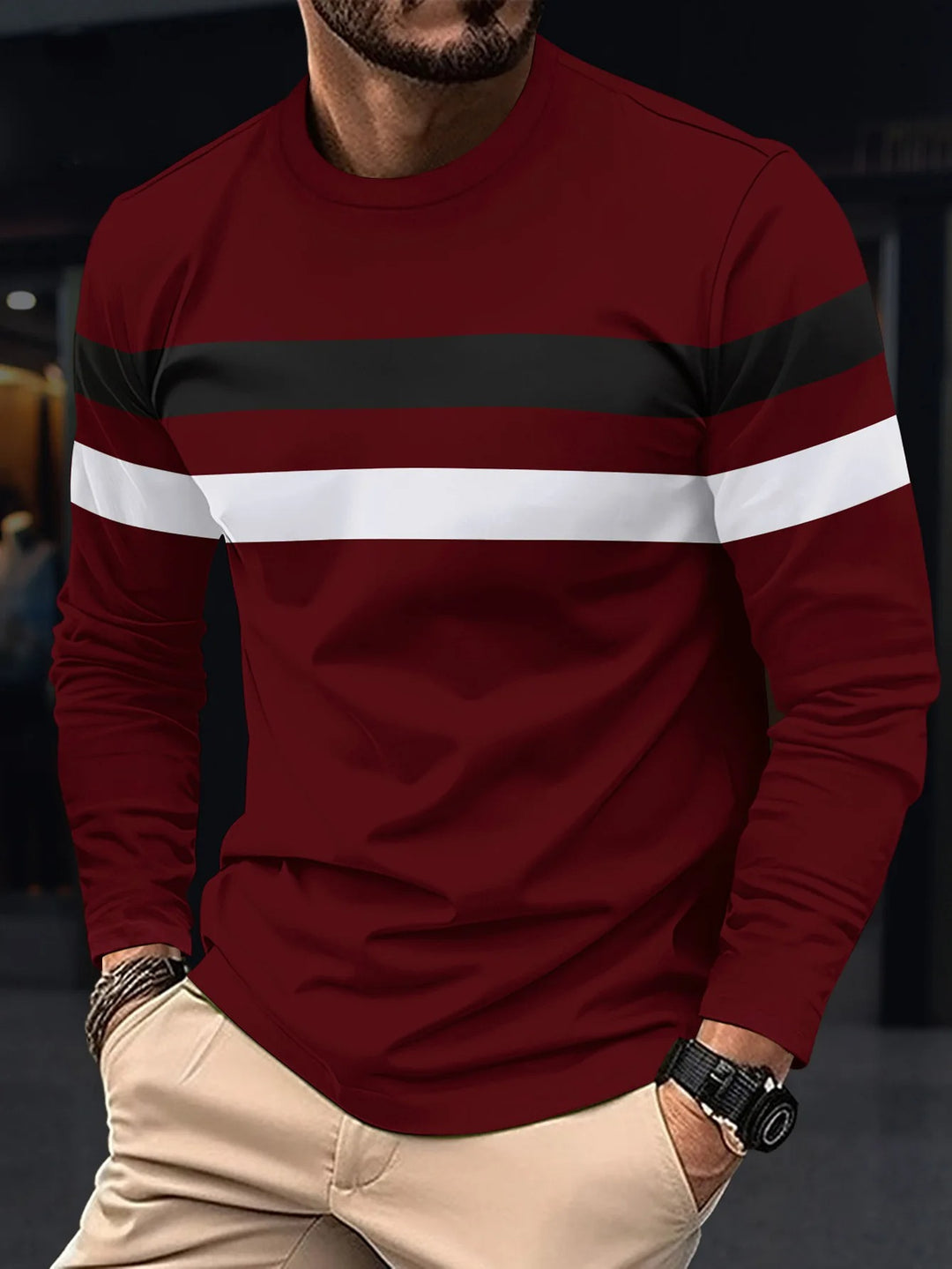 T-shirt à manches longues et empiècements pour homme
