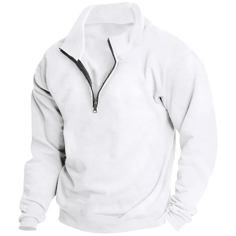 Sweatshirt semi-zippé à col montant pour hommes