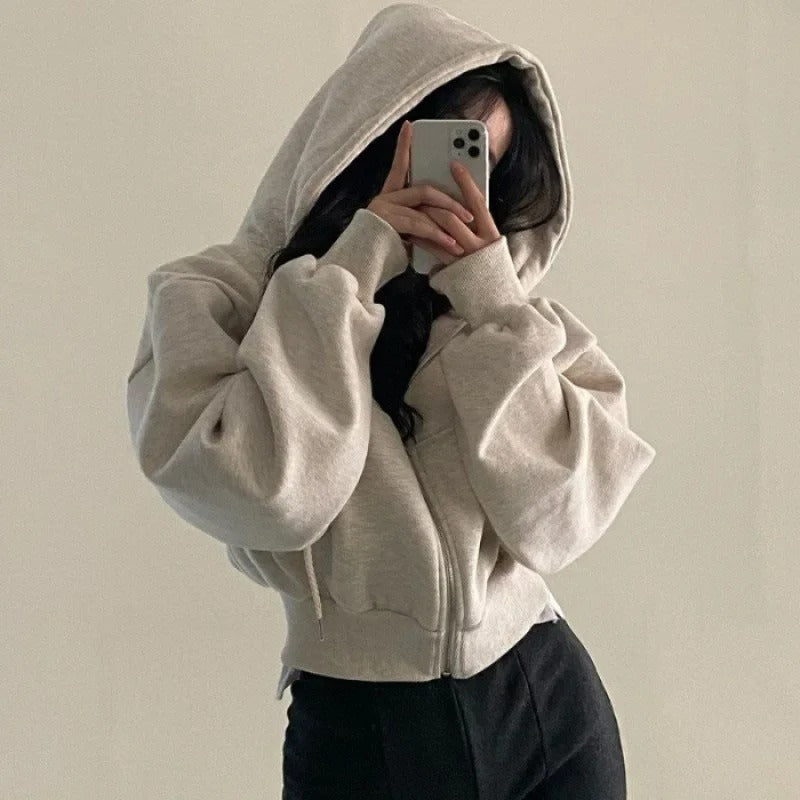 Sweat à capuche court surdimensionné pour femmes