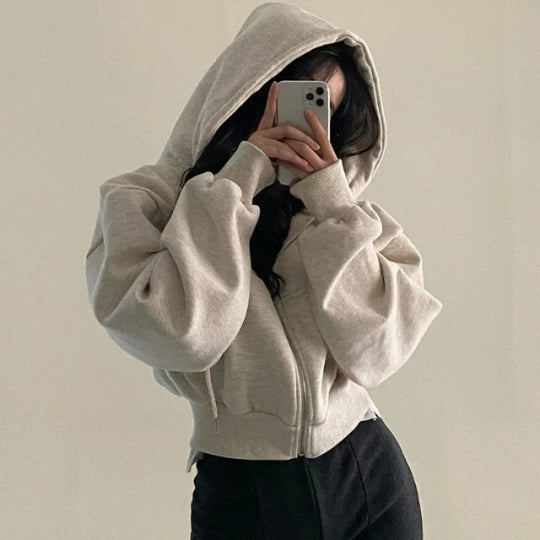 Sweat à capuche court surdimensionné pour femmes