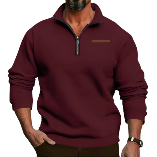 Pull en velours demi-fermé pour hommes
