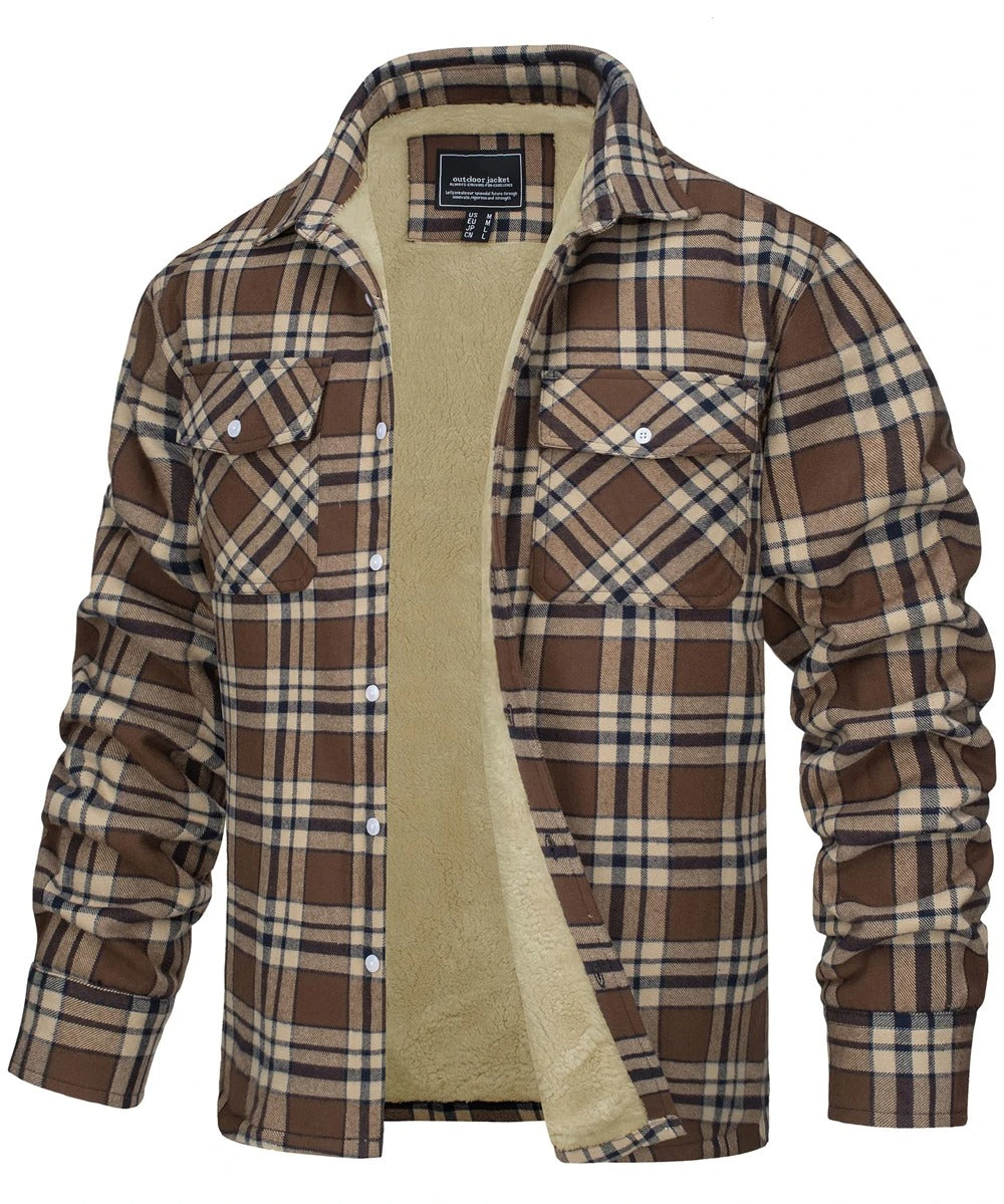 Veste en flanelle de coton à carreaux pour hommes
