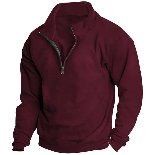 Sweatshirt semi-zippé à col montant pour hommes