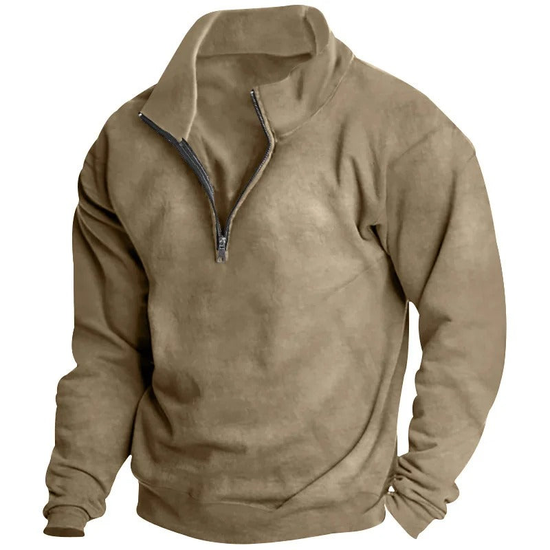 Sweatshirt semi-zippé à col montant pour hommes