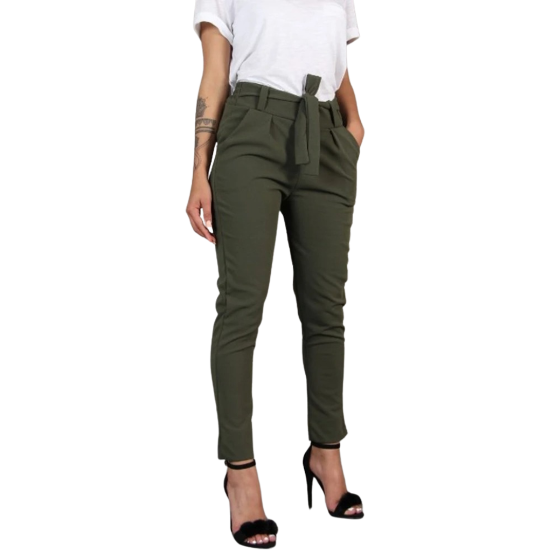 Pantalon slim en mousseline de soie pour femmes