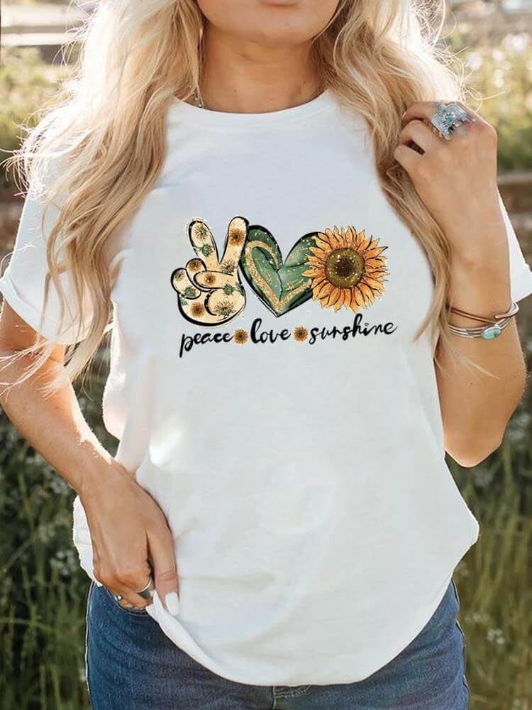 Tee-shirt imprimé à manches courtes pour femmes