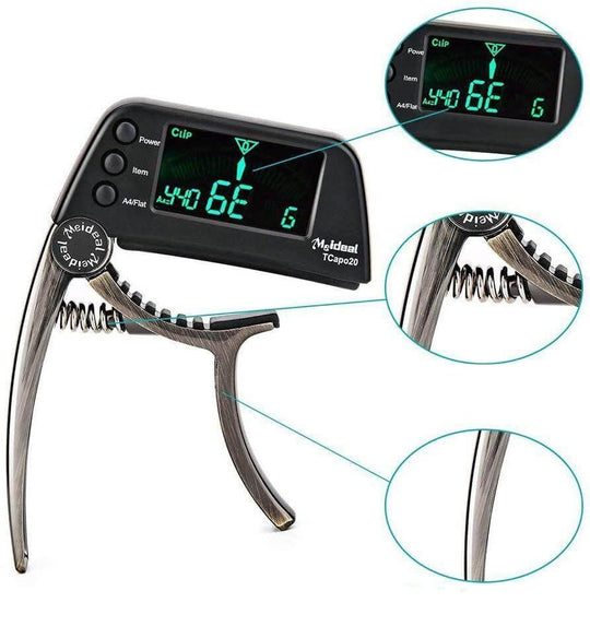 Capo et accordeur pour guitare 2-en-1