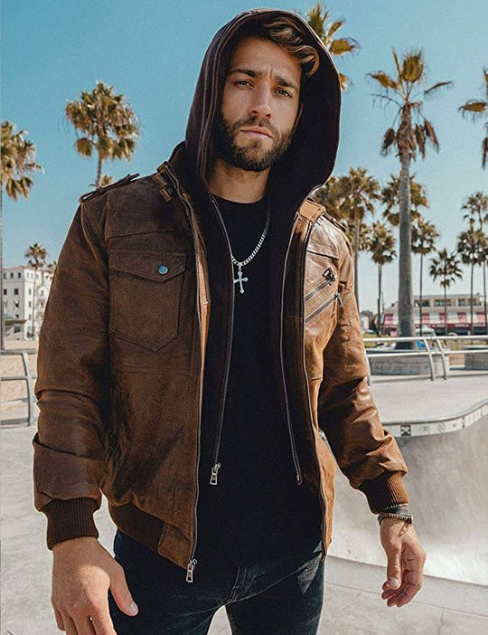 Veste en faux cuir pour homme