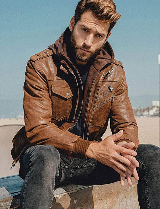 Veste en faux cuir pour homme