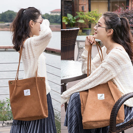 Sac fourre-tout en velours côtelé