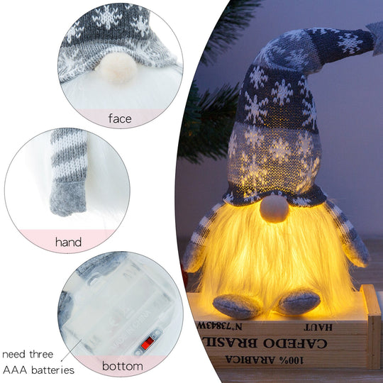 Gnome de Noël illuminé