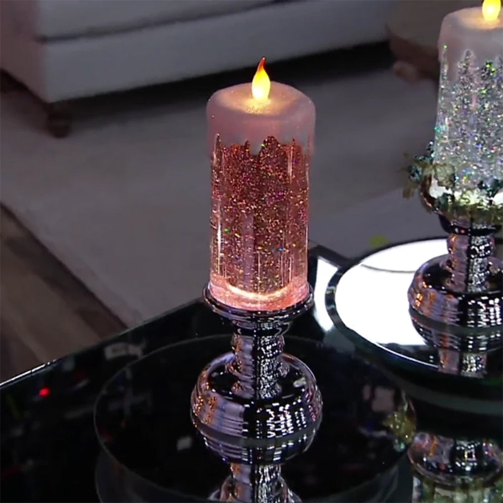 Bougie à eau LED à avec paillettes