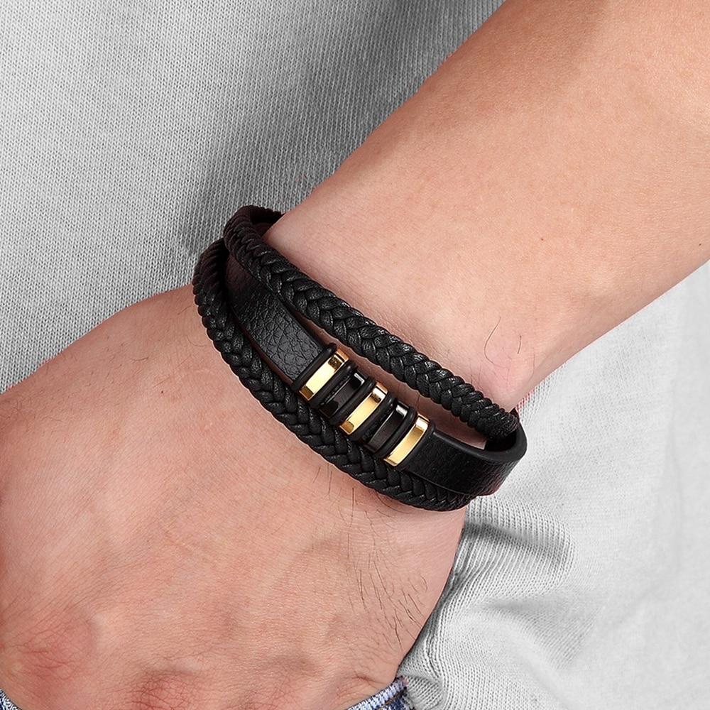 Bracelets élégants pour hommes, style cuir véritable