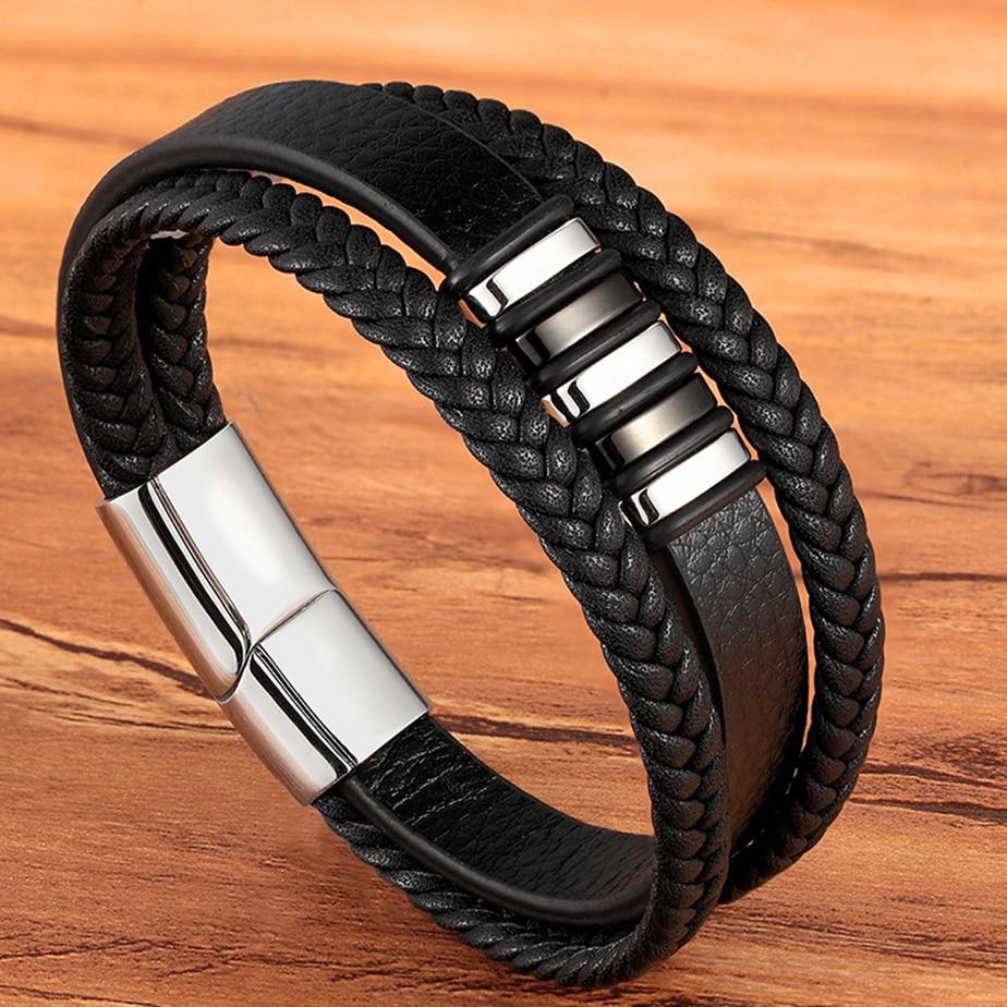 Bracelets élégants pour hommes, style cuir véritable