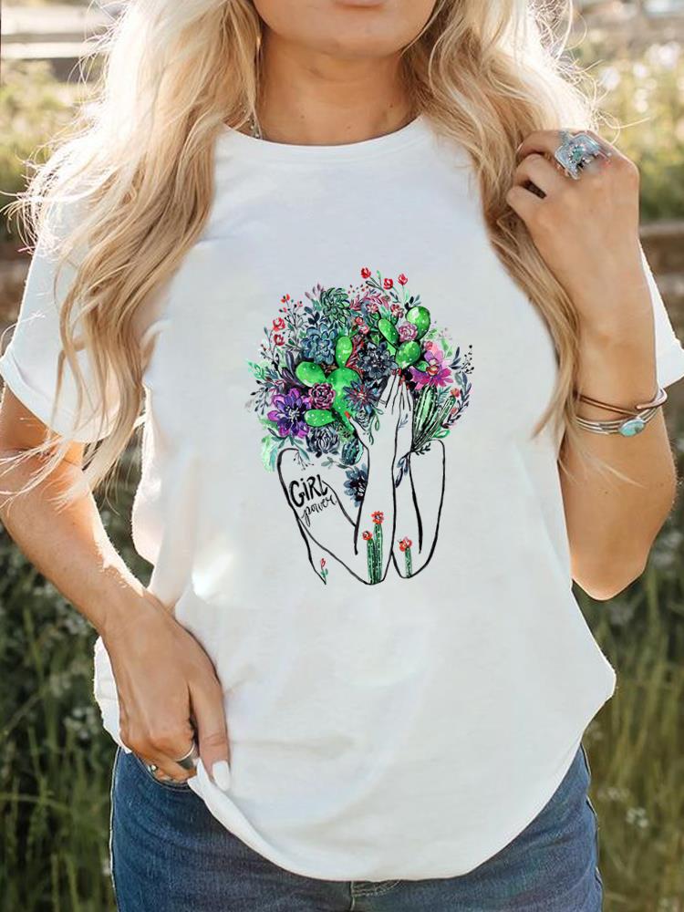 Tee-shirt imprimé à manches courtes pour femmes