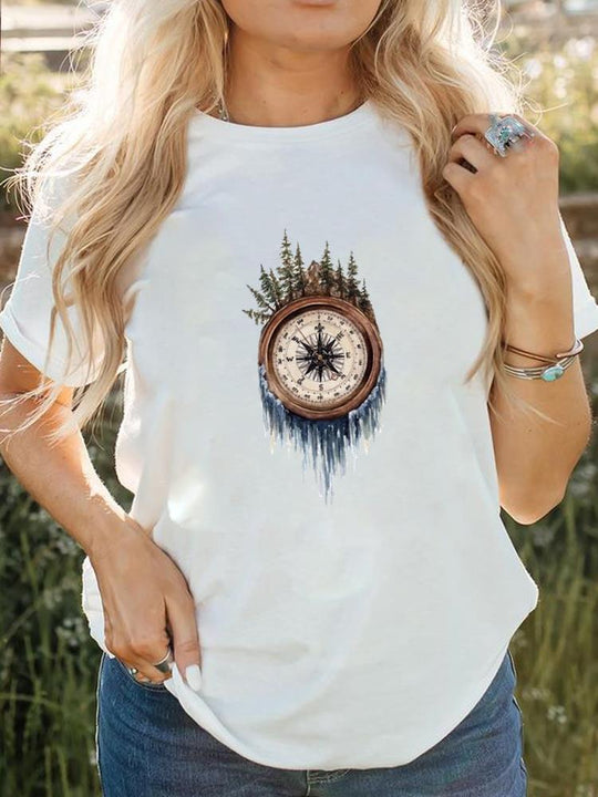 Tee-shirt imprimé à manches courtes pour femmes