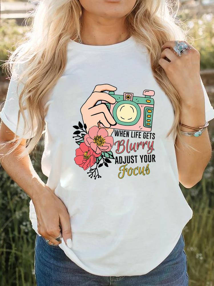 Tee-shirt imprimé à manches courtes pour femmes