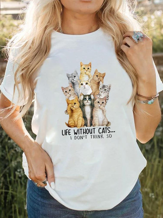 Tee-shirt imprimé à manches courtes pour femmes