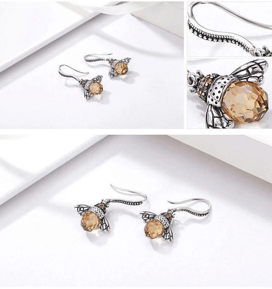 Boucles d'oreilles Abeille en Cristal