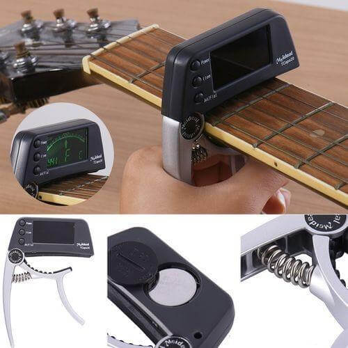 Capo et accordeur pour guitare 2-en-1