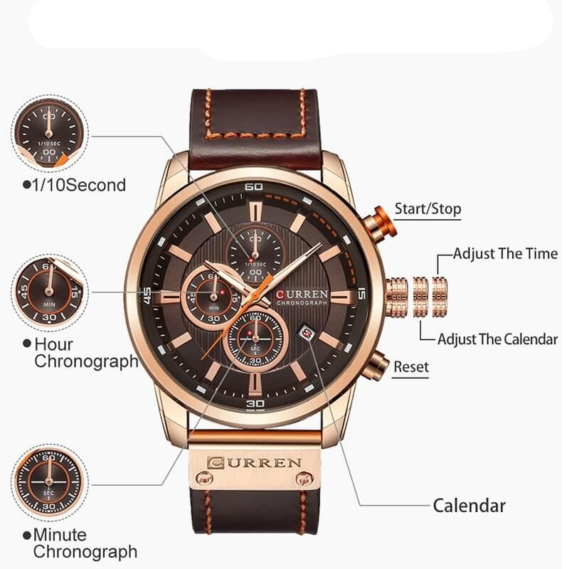 CURREN Chronographe Montre-bracelet pour homme