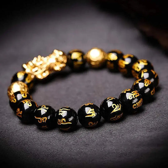 Bracelet Feng Shui en Obisidian noir