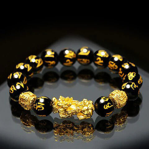 Bracelet Feng Shui en Obisidian noir
