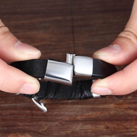 Bracelets élégants pour hommes, style cuir véritable
