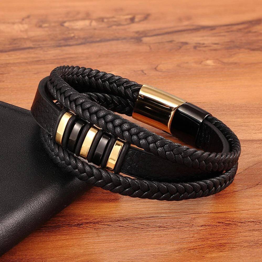 Bracelets élégants pour hommes, style cuir véritable